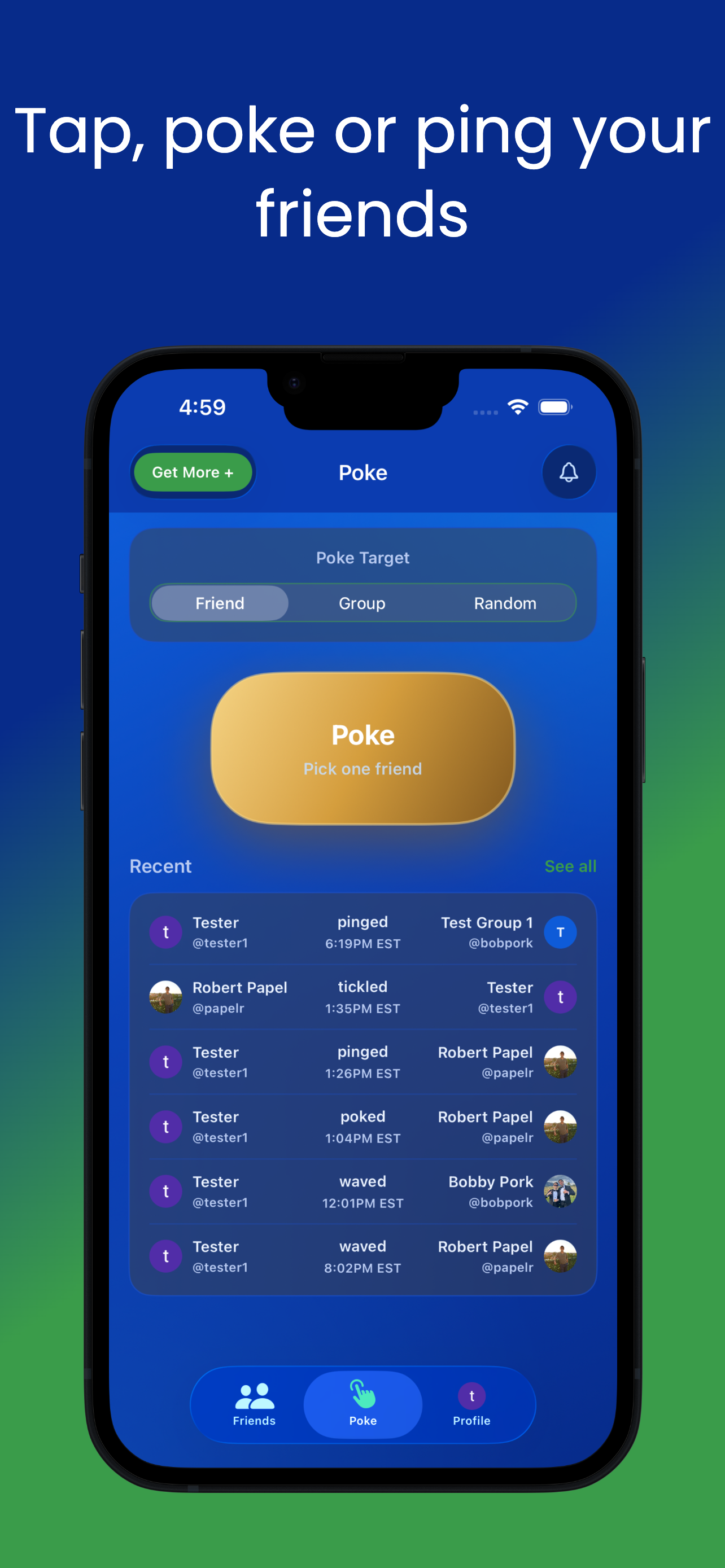 Tap, poke, or ping your friends