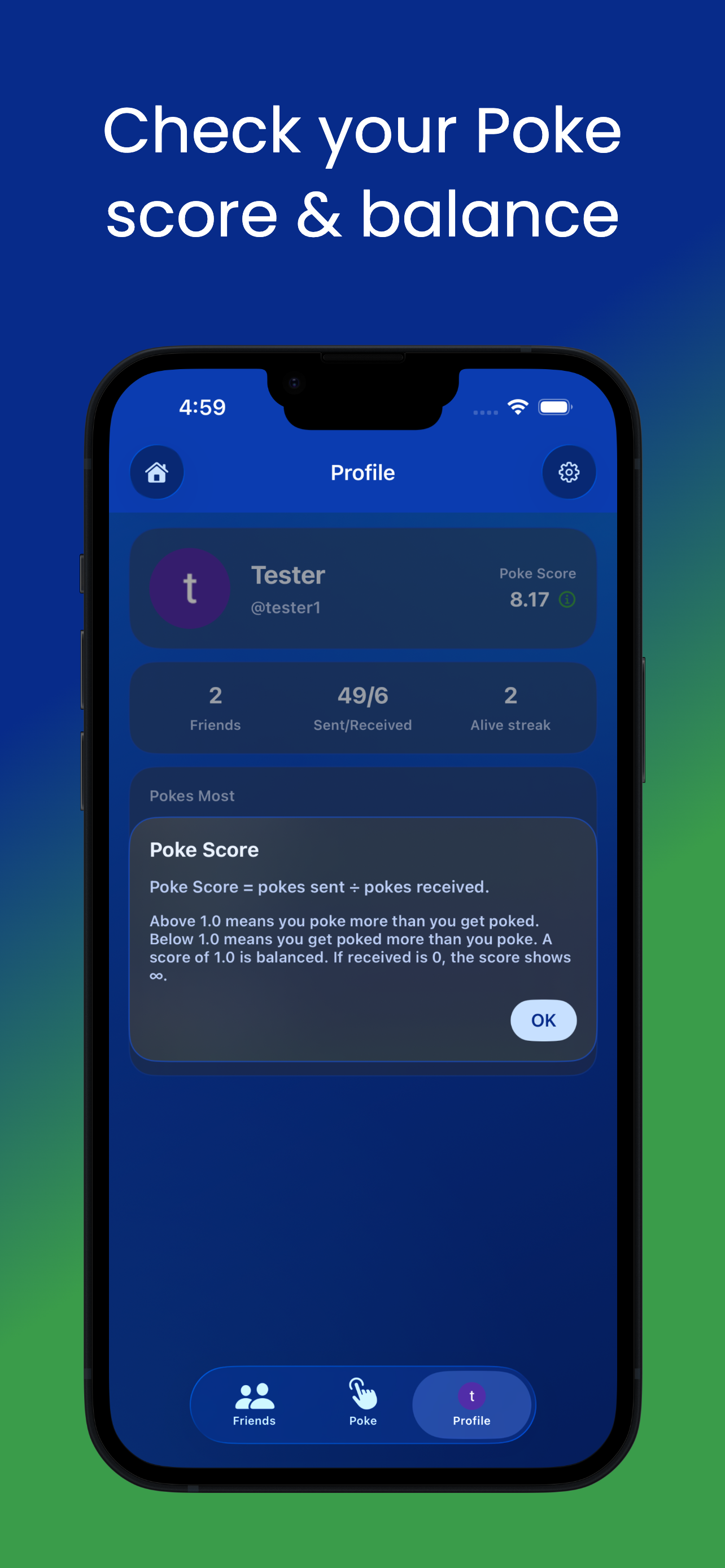 Check your Poke score and balance